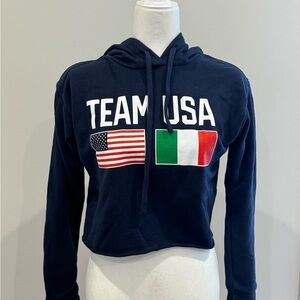 Fanatics Navy Team USA Cropped Hoodie